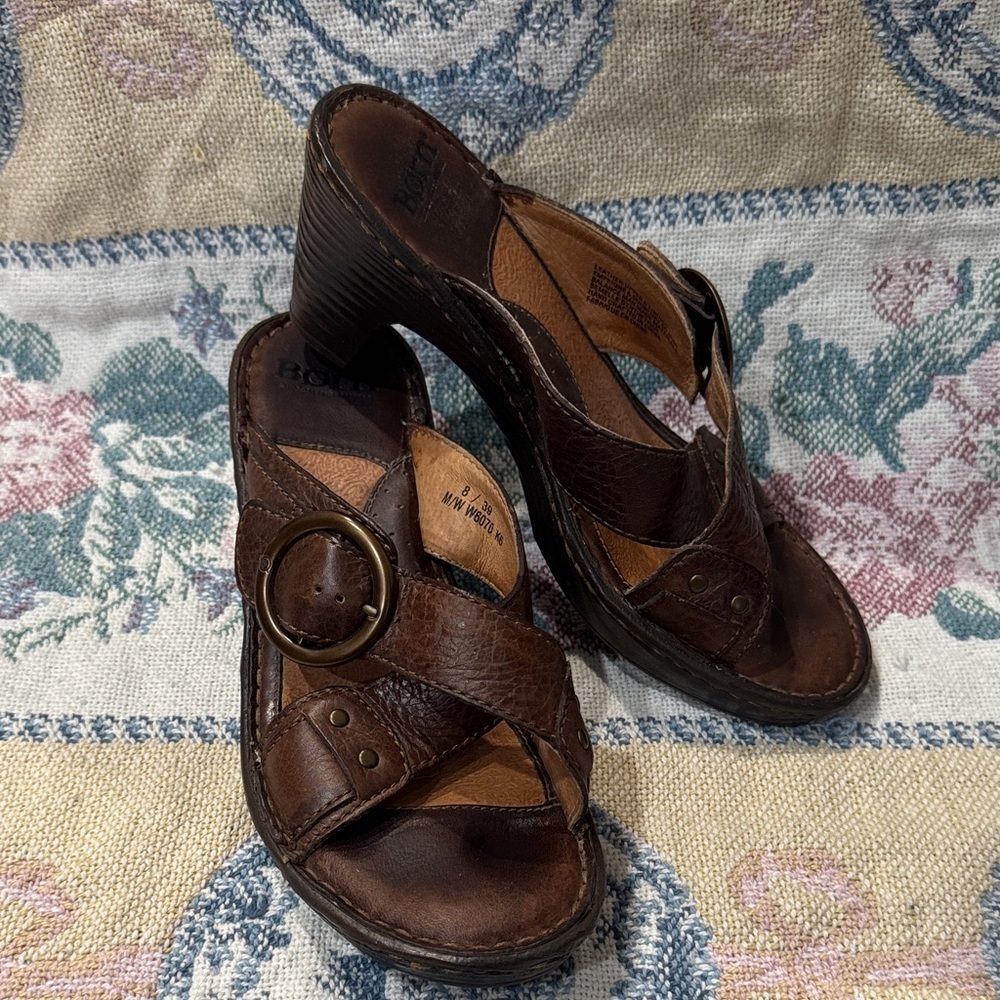 Born Women's Brown Leather Mules with Buckle